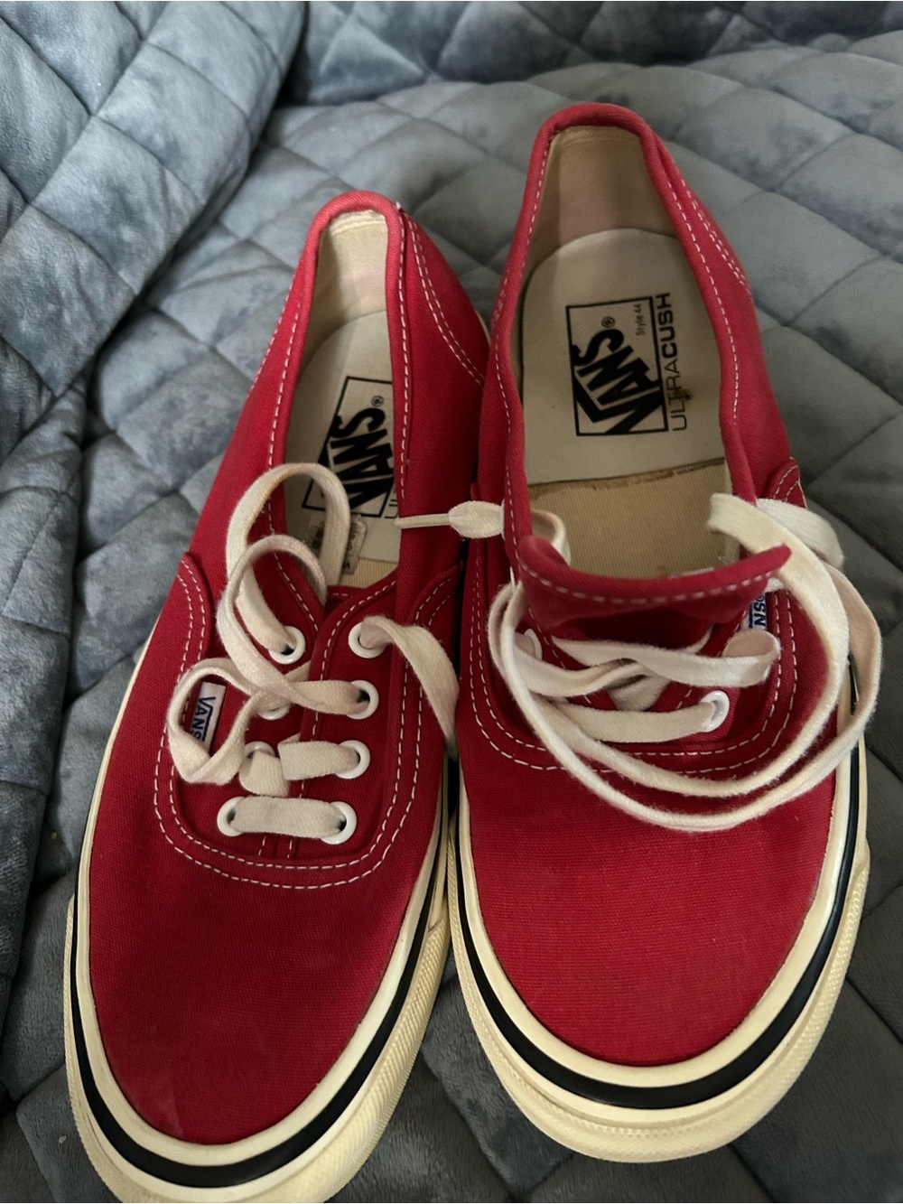 Vans Red and Cream Low-Top Canvas Sneakers - Picture 6 of 6